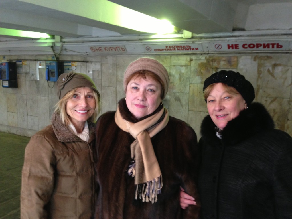 On the way to the track in Moscow, Russia these two Russian ladies helped Carol pick out a winter hat.