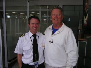 Once in a while I run into our son J.J. in an airport. That's not too unusual. He's a commercial airline pilot. Our paths crossed here in Chicago. 