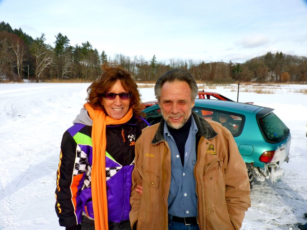 Linda & Dickie, the first couple of Vermont racing at Puffers Pond site of my first ever ice racing figure 8 track.