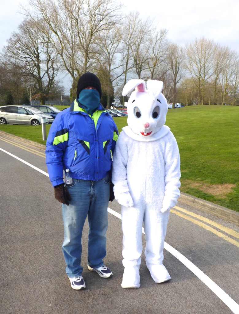 A cold day with the Easter Bunny at Brands Hatch.