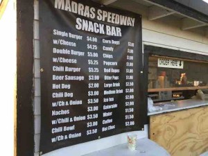 Madras concession menu
