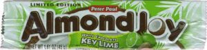 four white chocolate key lime Almond Joy candy bars