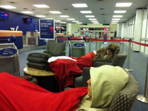 sleeping airport jfk