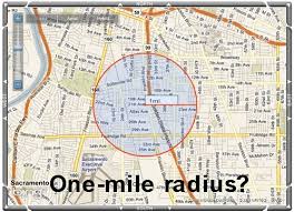one mile radius