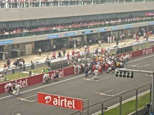 pit crews leave track