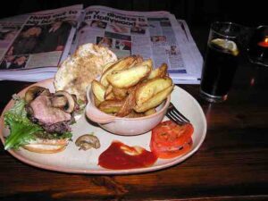 I settled for a beefburger at Merry's Pub in downtown Dungarvan.